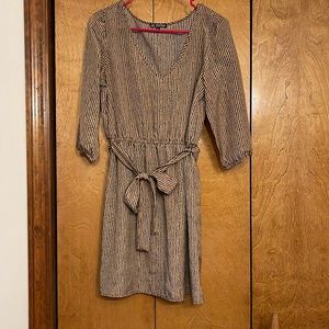 BeBop Tan and Black Stripe Dress with Belt EUC